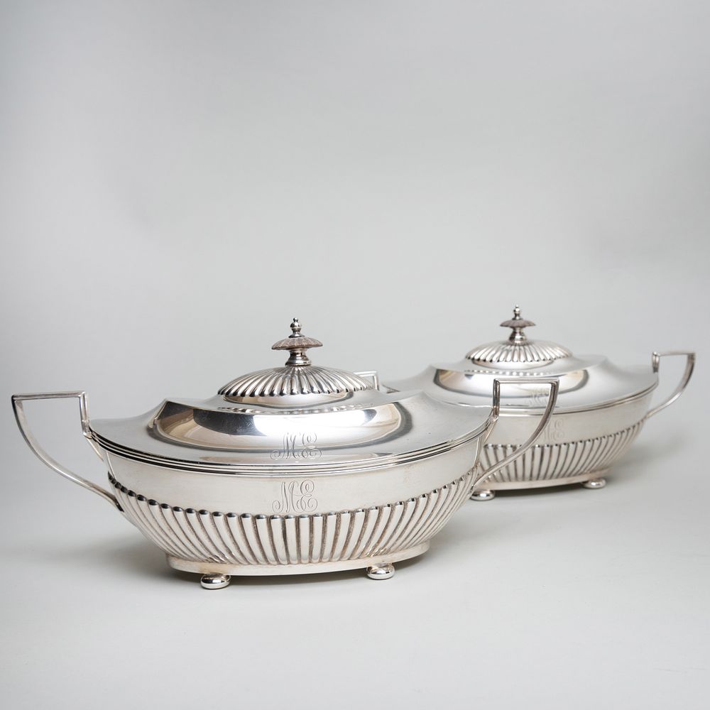 Appraisal: Pair of Gorham Silver Tureens and Covers Marked 'Sterling' with