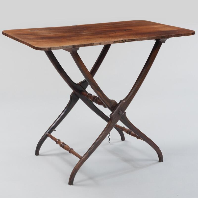 Appraisal: Victorian Rosewood Folding Coach Table x x in Condition The