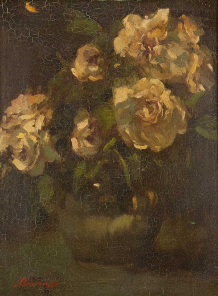 Appraisal: FRANK MURA OIL ON PANEL New York born Floral still-life