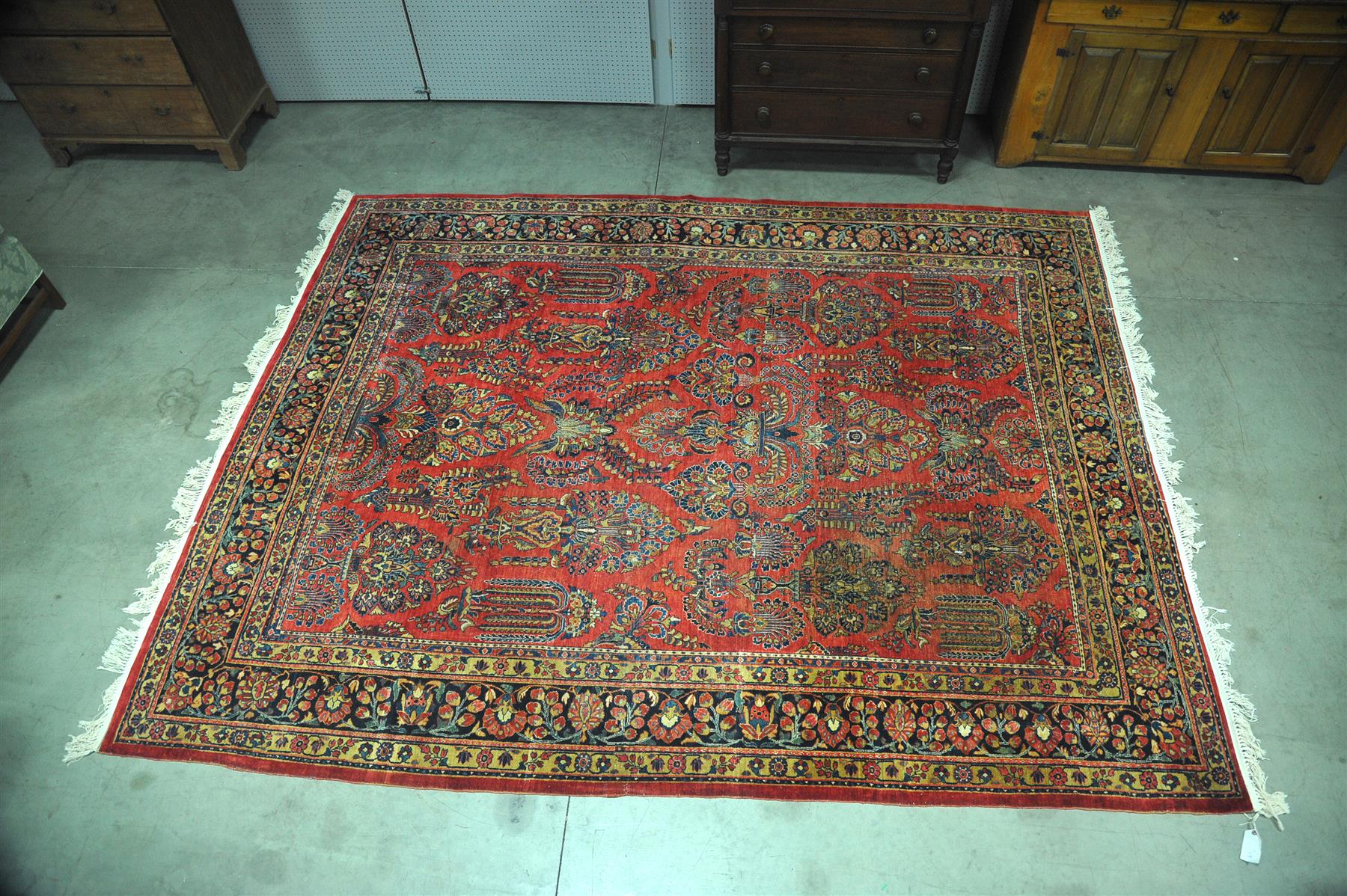 Appraisal: HANDMADE ROOMSIZE SAROUK RUG Asian nd quarter- th century Wool