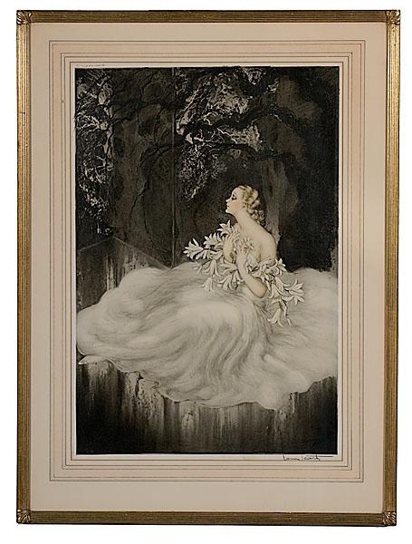 Appraisal: THE LILIES BY LOUIS ICART - hand colored etching and