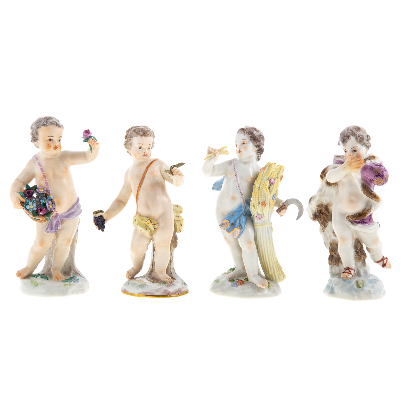 Appraisal: MEISSEN PORCELAIN FOUR SEASONS FIGURES Each figure of putto with