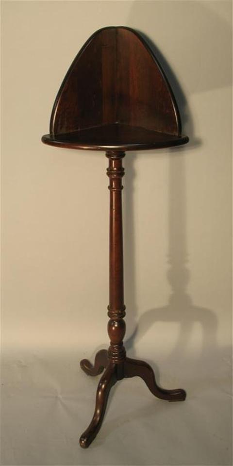 Appraisal: QUEEN ANNE STYLE MAHOGANY CORNER CANDLE WASH STAND the triangular