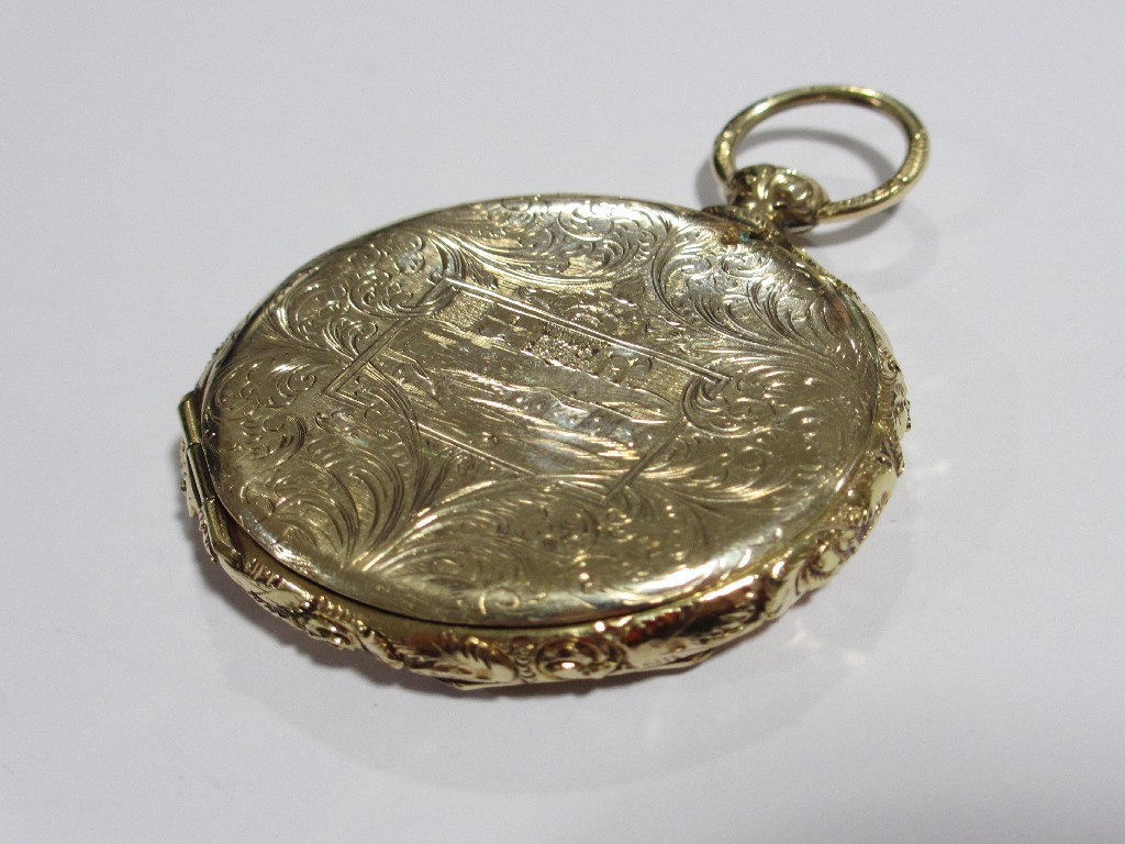 Appraisal: Victorian yellow metal engraved locket