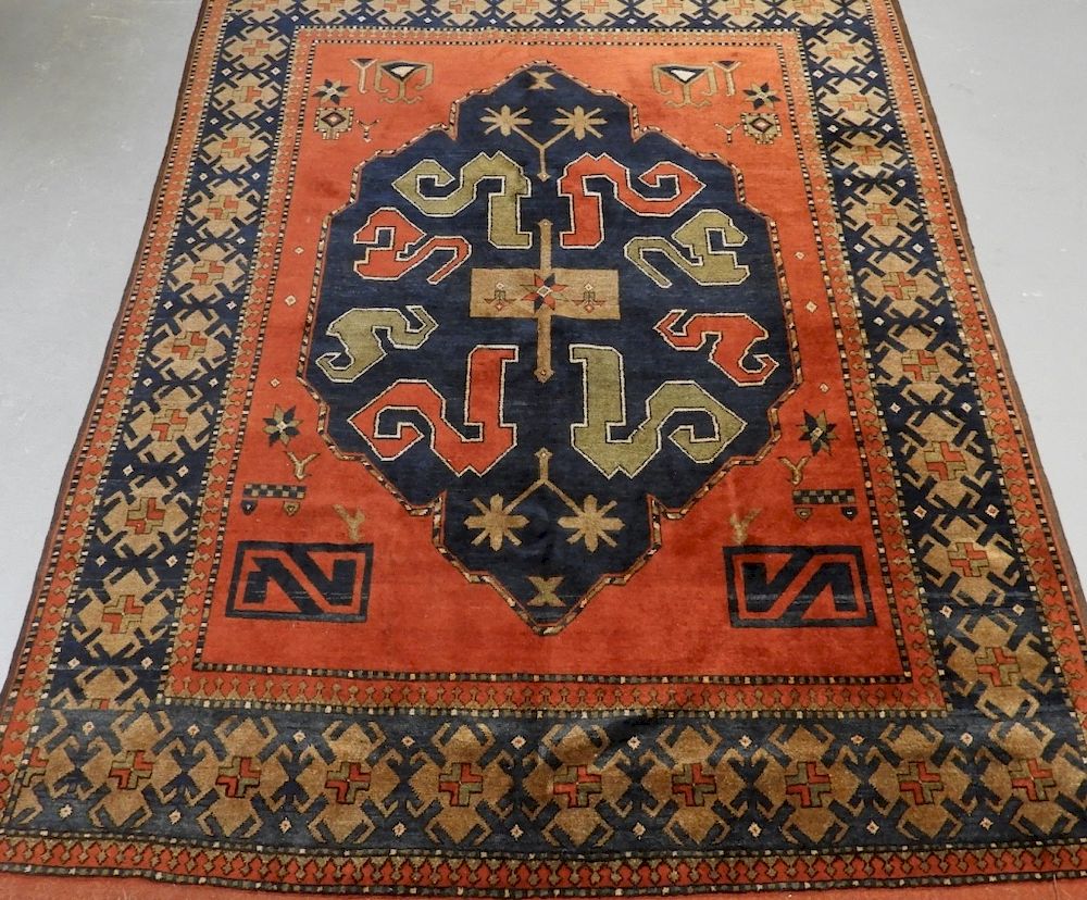 Appraisal: Persian Oriental Geometric Cloud Band Carpet Rug Persia th Century