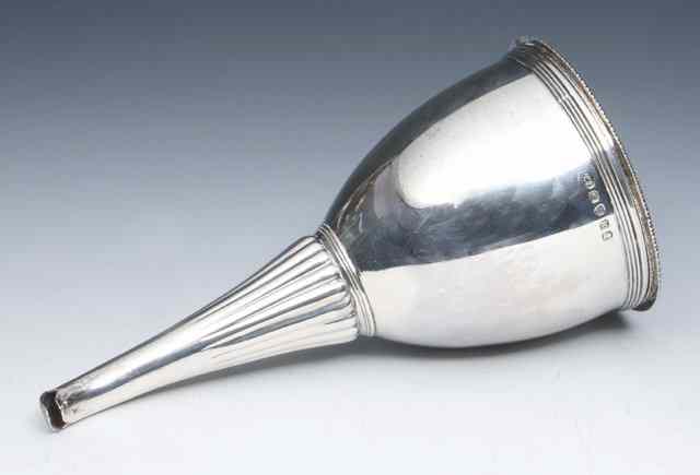 Appraisal: A GEORGE III SILVER WINE FUNNEL with detachable drainer with