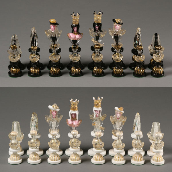 Appraisal: Alfredo Barbini attributed Chess Set Tallest H Damage to leaves