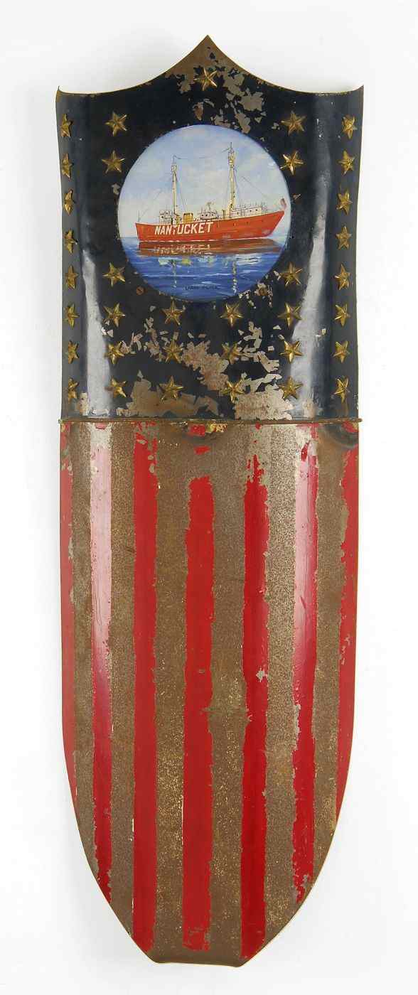 Appraisal: LANCE WALKERCape Cod Contemporary th Century painted tin Liberty shield