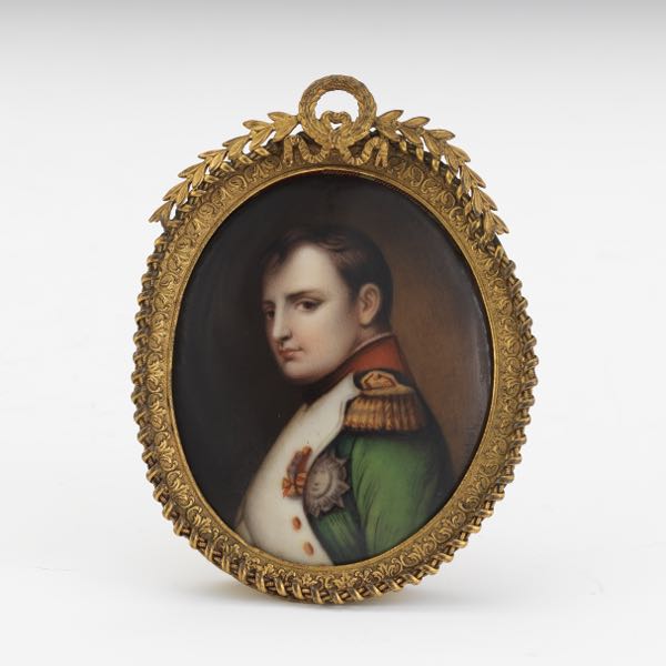 Appraisal: NAPOLEON BONAPARTE PORCELAIN PORTRAIT MINIATURE x Oval porcelain portrait miniature