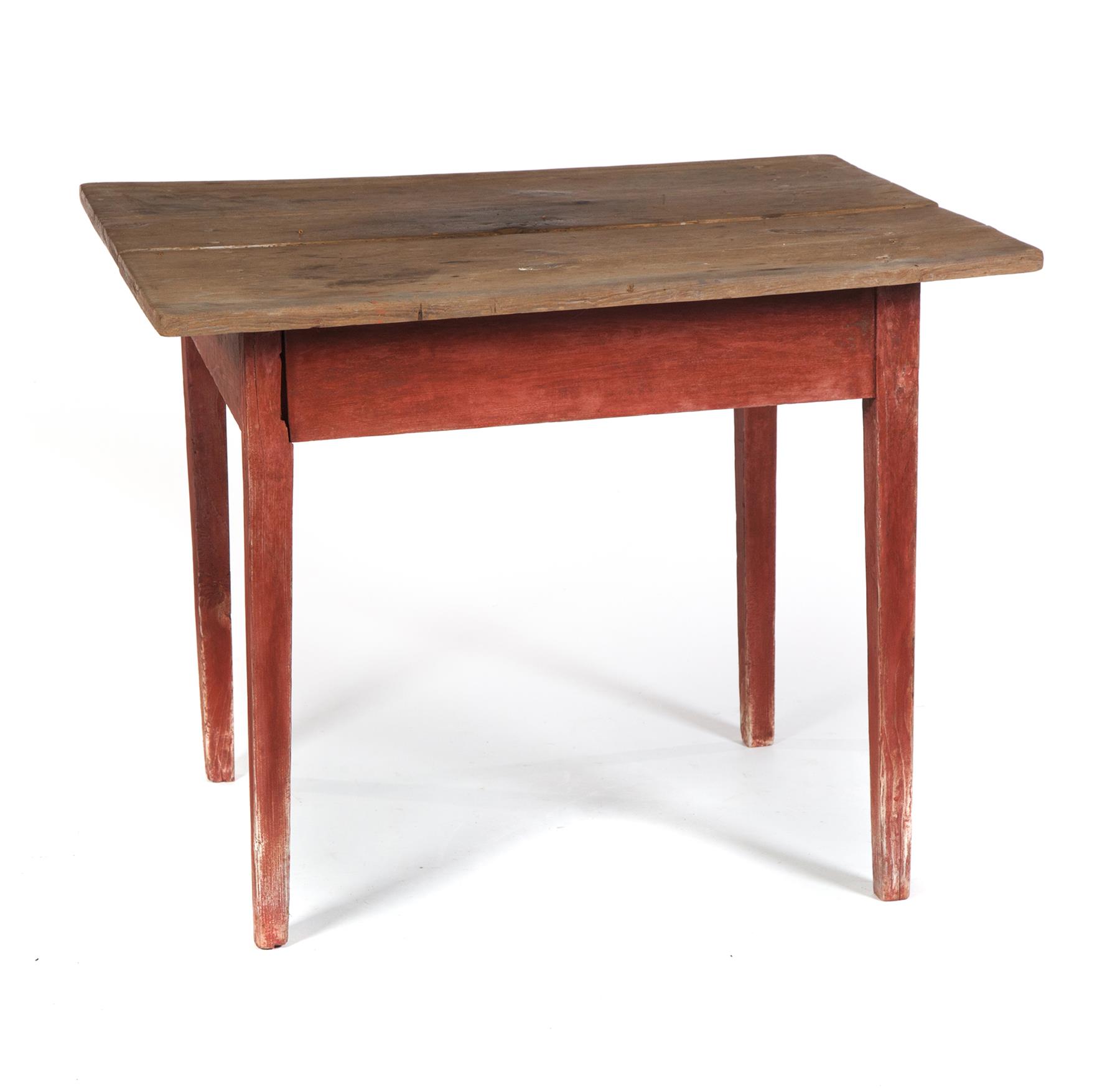 Appraisal: COUNTRY SCRUB TOP WORK TABLE American mid th century pine