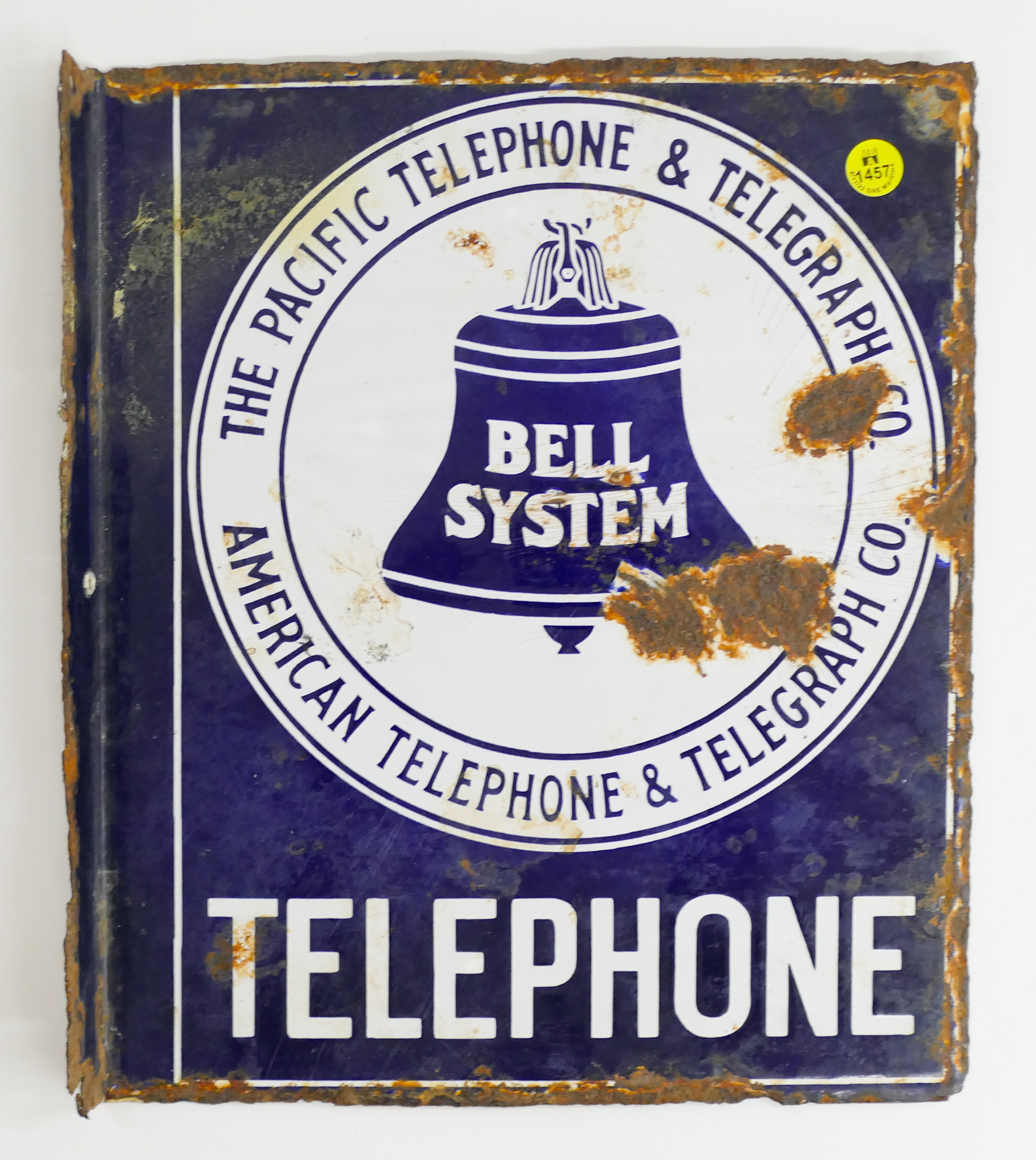 Appraisal: Antique Bell Telephone Porcelain Flange Sign - AS IS -