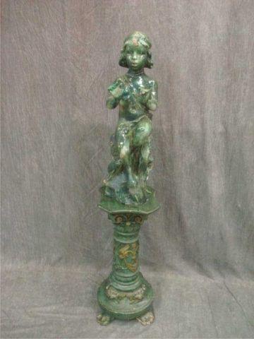 Appraisal: Porcelain Figure on a Wood Pedestal A great sculpture however