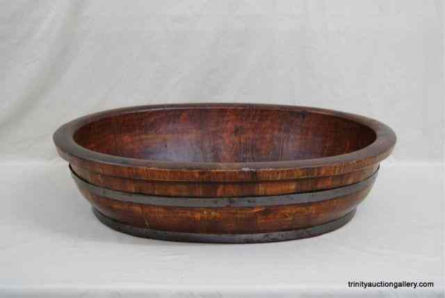 Appraisal: Antique Primitive Large Oval Wash BowlFrom the early 's is