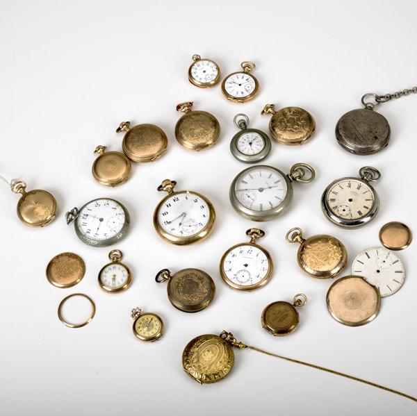 Appraisal: POCKETWATCHES Group of twenty in GF and silver - Some