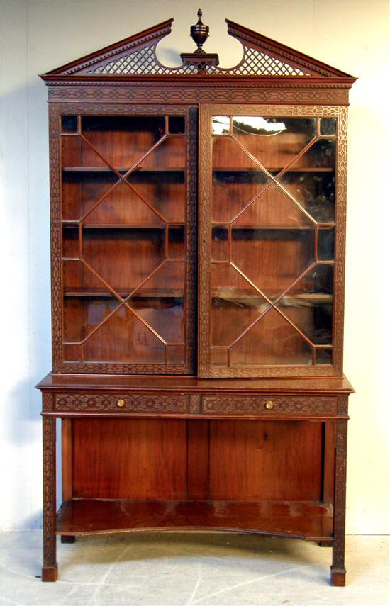 Appraisal: Edwardian mahogany display cabinet in Chinese Chippendale manner the top