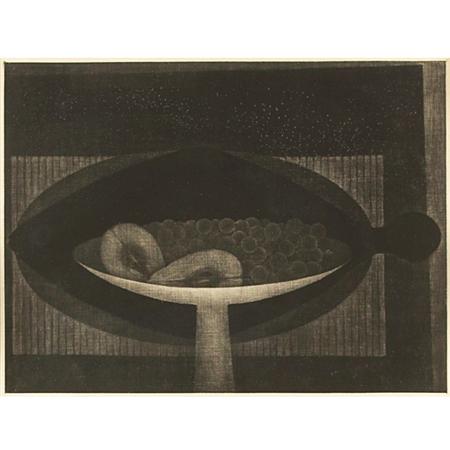 Appraisal: Yozo Hamaguchi FISH AND FRUITS Mezzotint Estimate -