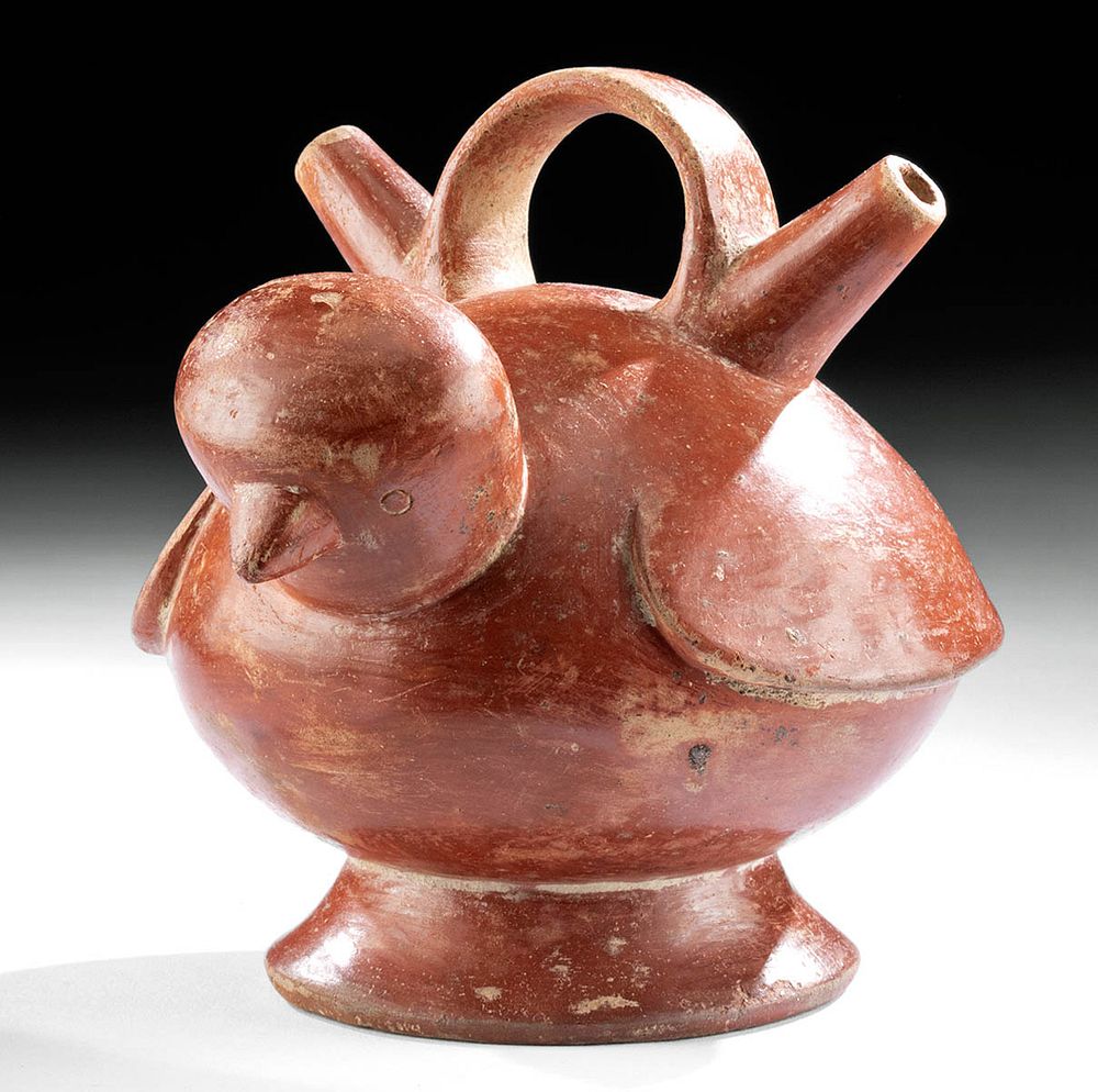 Appraisal: Calima Redware Twin-Spouted Alcarraza - Bird Form Pre-Columbian Colombia Valle