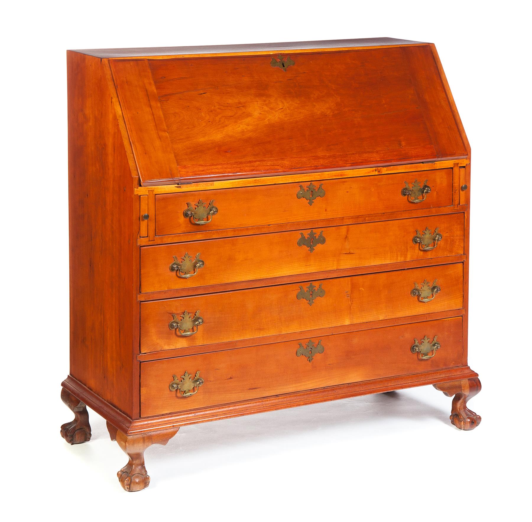 Appraisal: SLANTFRONT DESK American st quarter- th century Cherry with chestnut