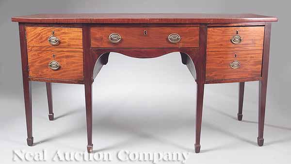 Appraisal: A George III Mahogany and Ebony Inlaid Bowfront Sideboard the