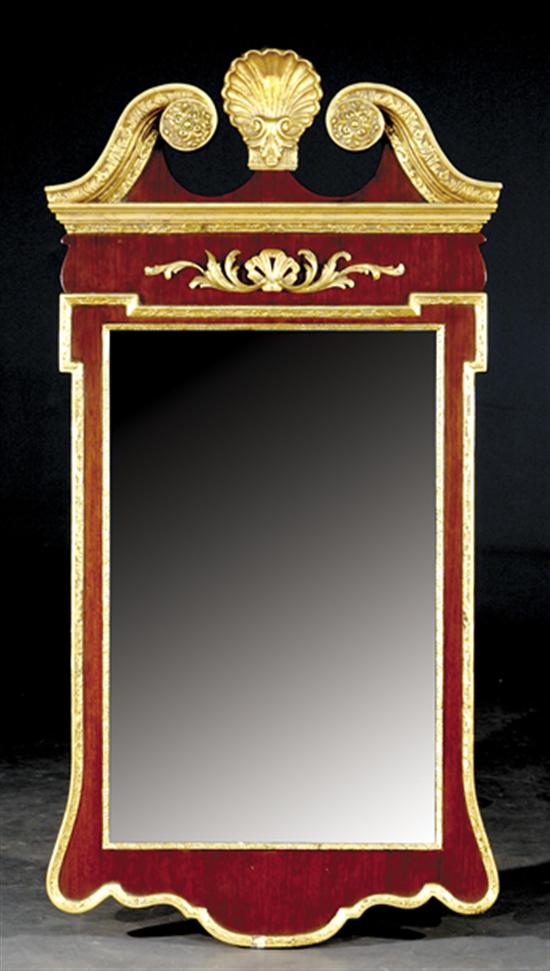 Appraisal: Georgian style carved giltwood and mahogany wall mirror th century