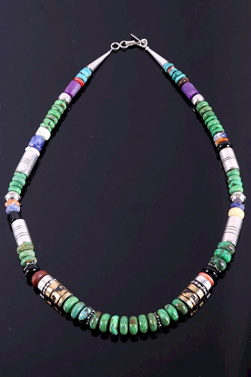 Appraisal: Navajo T Singer Goldcraft Multi Stone Necklace For your bidding