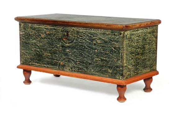 Appraisal: DECORATED BLANKET CHEST WITH FRAKTUR Pennsylvania early th century pine