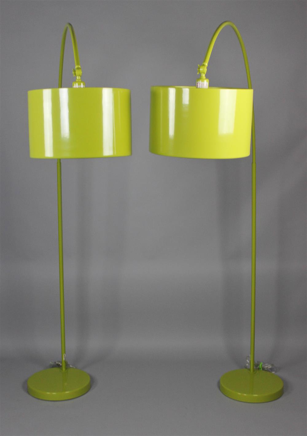 Appraisal: PAIR OF CB MID-CENTURY STYLE GREEN ENAMEL ARCHING FLOOR LAMPS