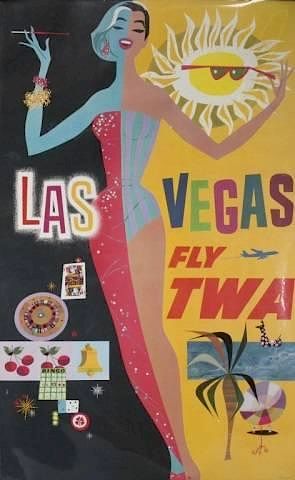 Appraisal: David Klein Poster of Las Vegas for TWA David Klein