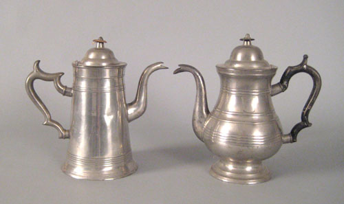 Appraisal: Connecticut pewter coffeepot ca by Ashbil Griswold together with a