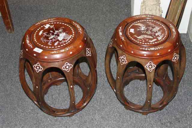 Appraisal: A PAIR OF CHINESE HARDWOOD AND MOTHER OF PEARL INLAID