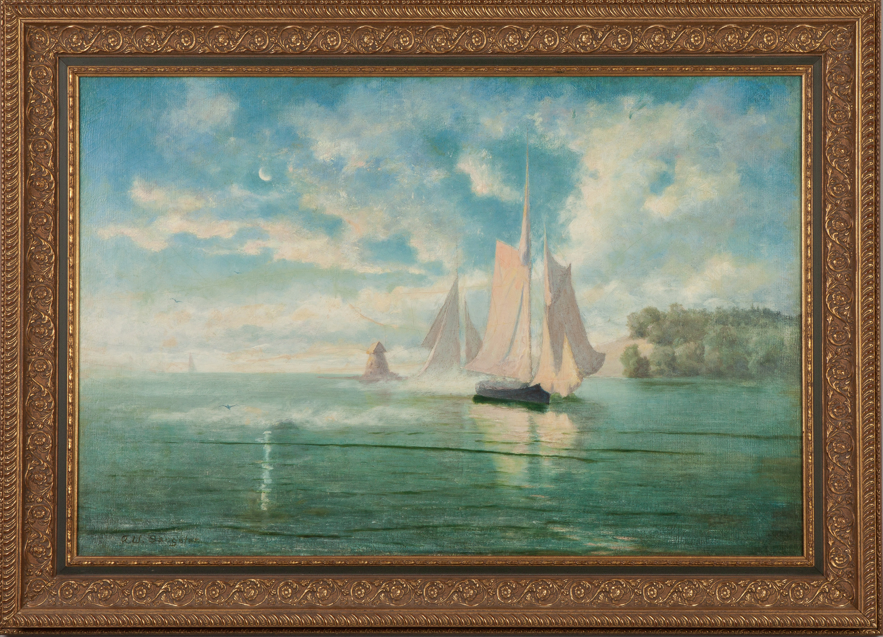 Appraisal: Amos W Sangster American Canadian - Sailing Ships Signed lower