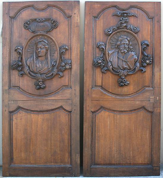 Appraisal: A pair of Baroque style parcel gilt oak doors inscribed