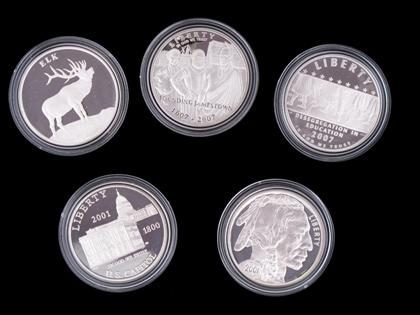 Appraisal: Five assorted silver proof commemorative coinsCased and boxed