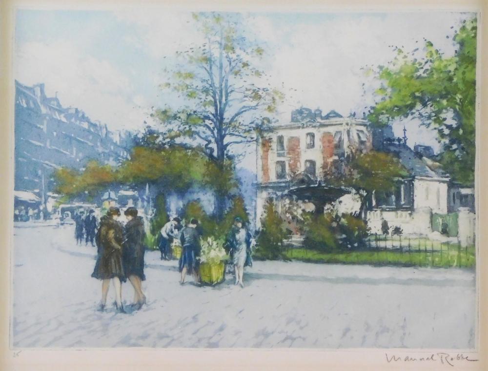 Appraisal: MANUEL ROBBE FRENCH - PLACE PIGALLE C COLOR ETCHING AND