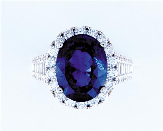 Appraisal: Blue sapphire and diamond ring one oval natural blue sapphire