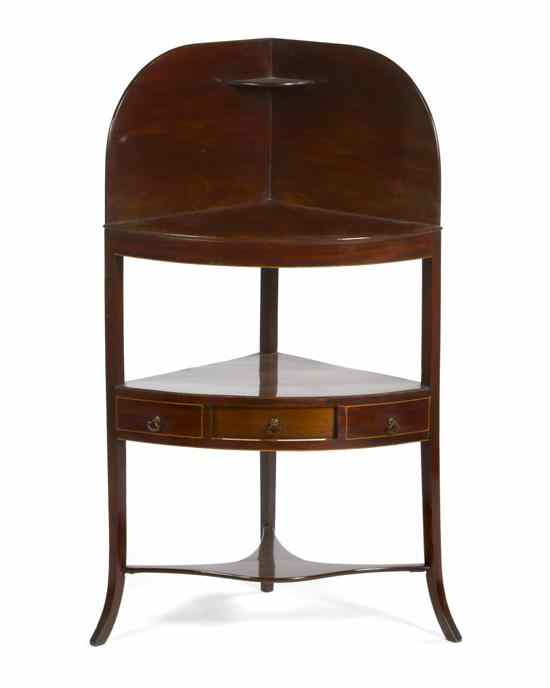 Appraisal: A George III Mahogany Corner Wash Stand of quarter round