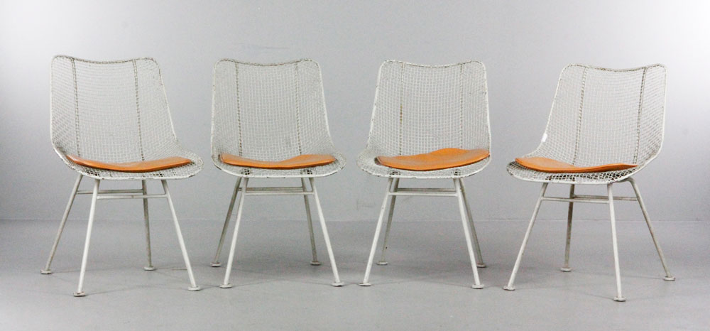 Appraisal: - Woodard Wire Chairs Four Russell Woodard wire sculptural chairs