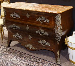 Appraisal: Louis XV style marble top commode circa having a rectangular