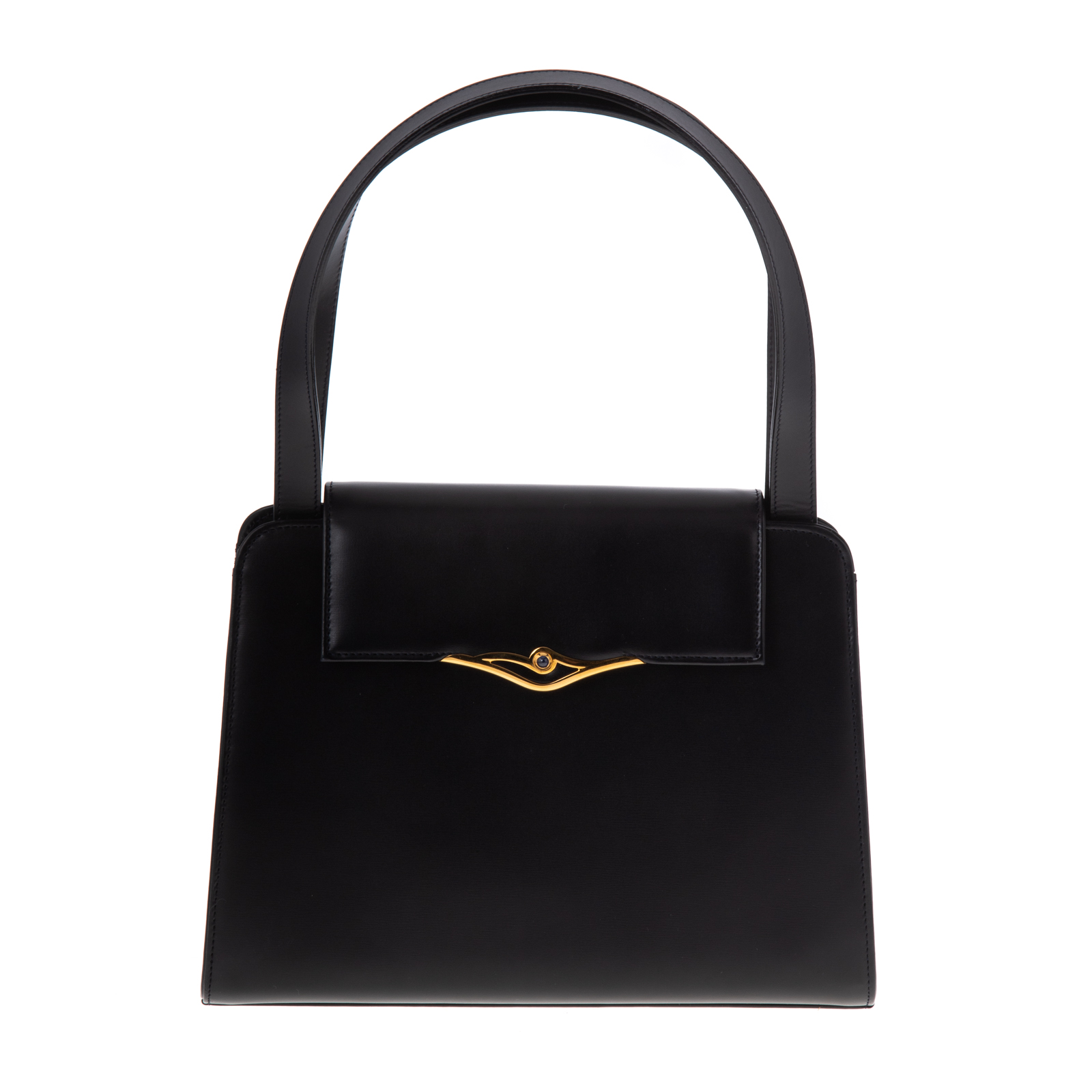 Appraisal: A CARTIER SQUARE FLAP TOTE A black calf leather Cartier