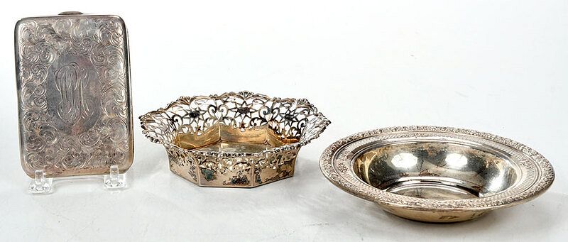 Appraisal: Three Silver Items th century including small sterling bowl marks