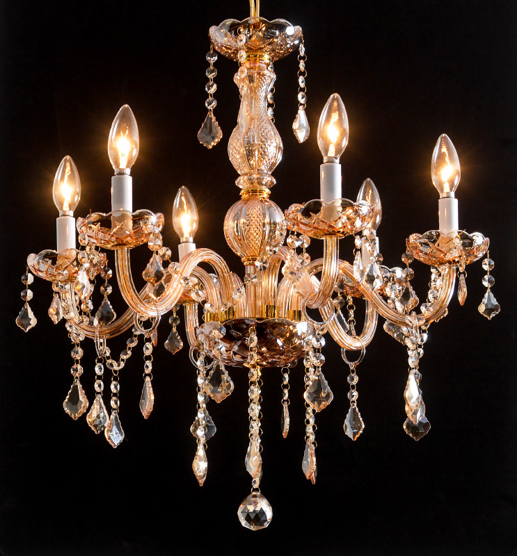 Appraisal: LIGHT IRIDESCENT GLASS CHANDELIER Contemporary light chandelier with brass frame