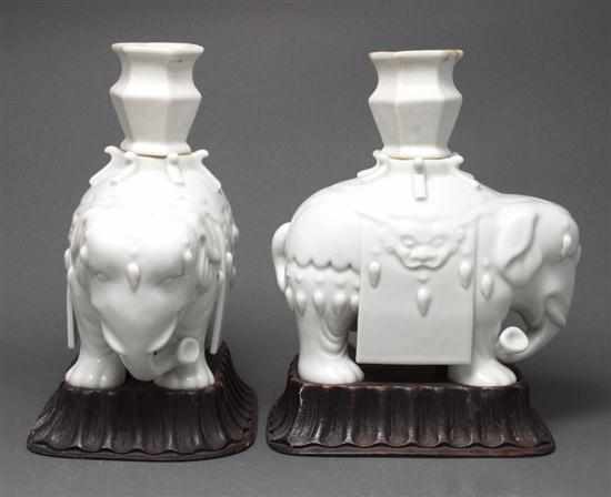 Appraisal: Pair of Chinese Export style blanc de chine elephant-form joss