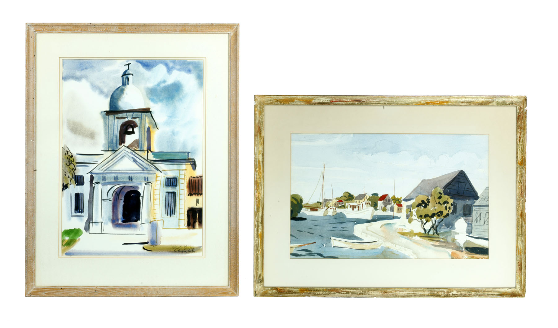 Appraisal: PAIR OF WATERCOLORS BY MARTIN LOUIS LINSEY AMERICA - Watercolor