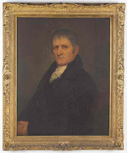 Appraisal: American School Portrait of Jacob Harsenoil on mahogany panel unsigned