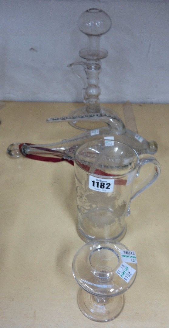 Appraisal: An English glass ale tankard late th early th century