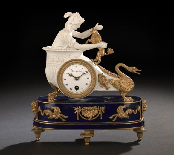 Appraisal: Sevres-Style Glazed and Biscuit Porcelain Mantel Clock fourth quarter th