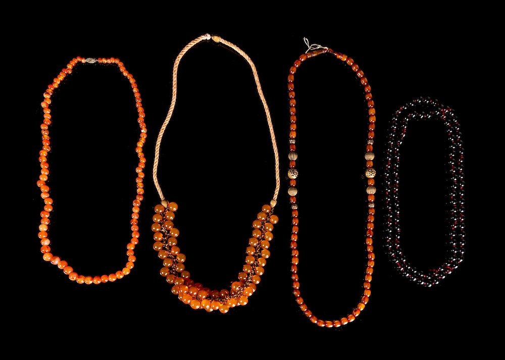 Appraisal: Eight Strands of Chinese Beaded Necklaces Longest length in cm