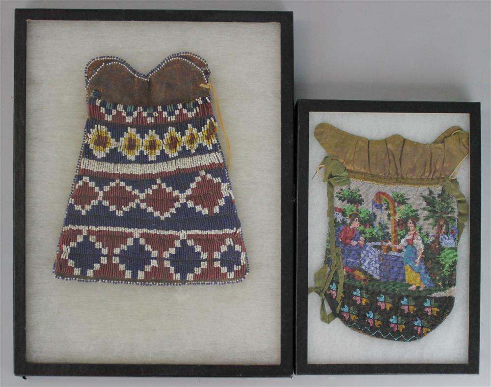 Appraisal: TWO BEADWORK POUCHES one Native American the other a European