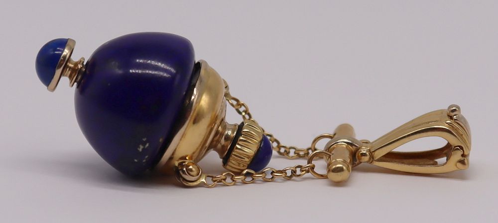 Appraisal: JEWELRY Italian kt Gold and Carved Lapis Lazulis Urn Pendant