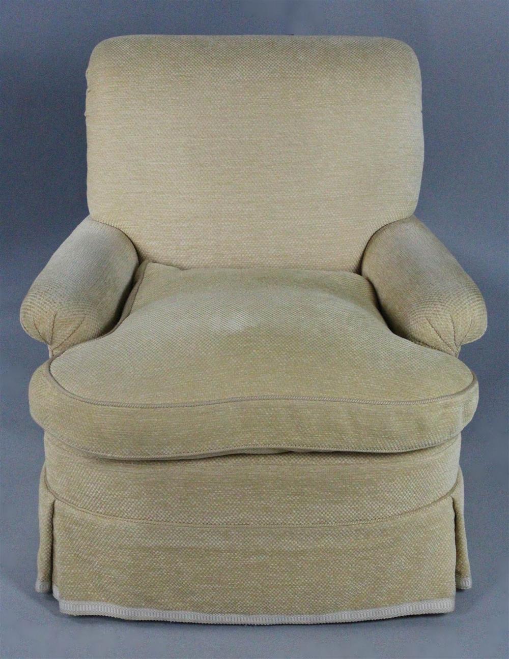 Appraisal: THOMAS DE ANGELIS CLUB CHAIR WITH ROLLED BACK AND DOWN